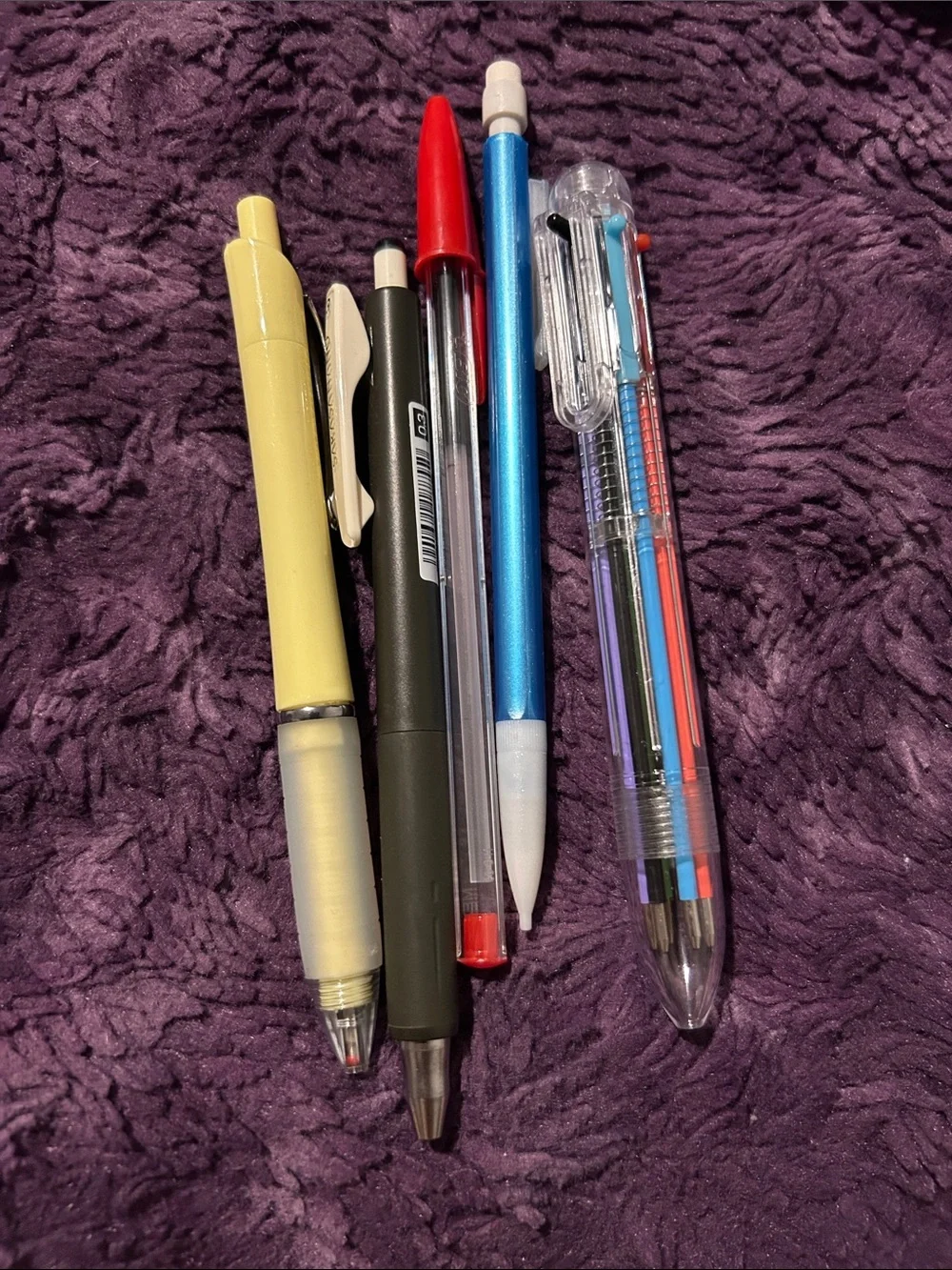 Set of Assorted Multicolor Pens - Yellow, Black, Blue, Red, Clear